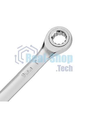 Ключ комбинированный трещоточный Denzel 9 мм, CrV, матовый хром