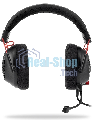 Наушники с микрофоном Оклик HS-L305G черный/красный 2м мониторные оголовье (2060511)