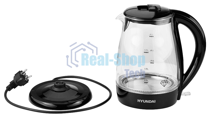 Чайник электрический Hyundai HYK-G2011 1.7л. 2200Вт черный (корпус: стекло)