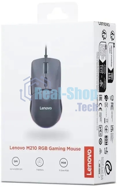 Мышь проводная Lenovo M210 RGb Gaming черный оптическая 8000dpi USB2.0 (GY51M74265)