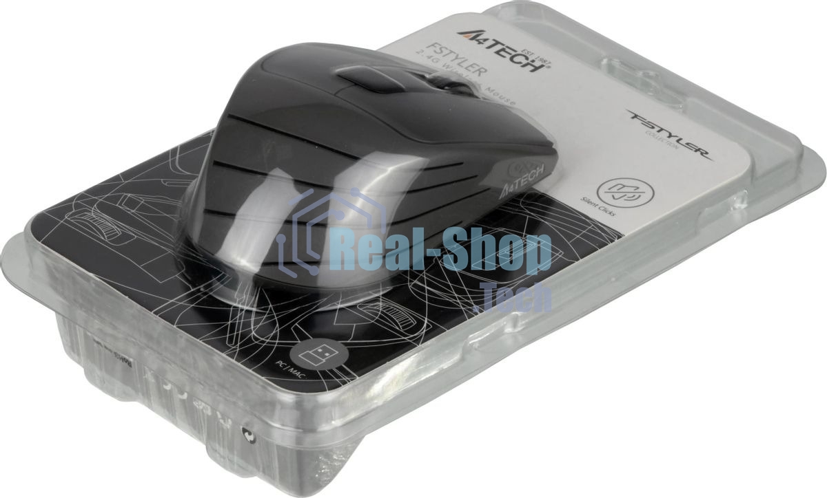 Мышь беспроводная A4Tech Fstyler FG30S серый, 2000 dpi, радиоканал, USB, кнопки - 6