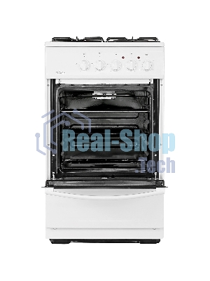 Плита комбинированная Flama RK 23-105 W белый, конфорок 4 шт, духовка 50 л, 50 см x 85 см x 60 см