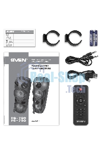 Колонка АС Sven PS-750, черный (80 Вт, TWS, Bluetooth, FM, USB, microSD, LED-дисплей, 2х4400мА*ч)