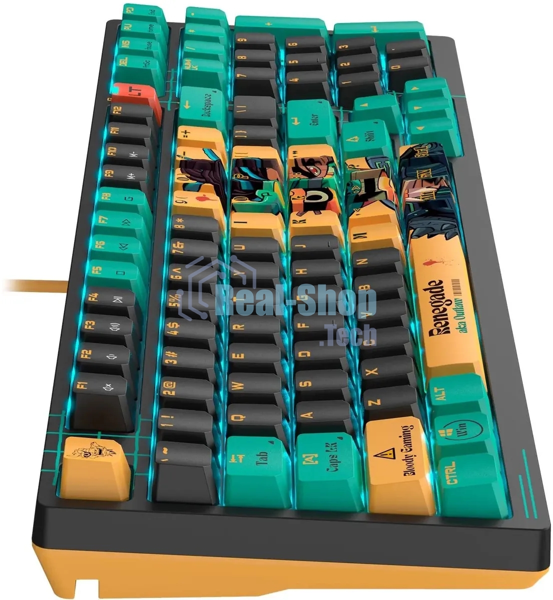 Клавиатура проводная A4Tech Bloody AT98 Renegade USB черный/зеленый