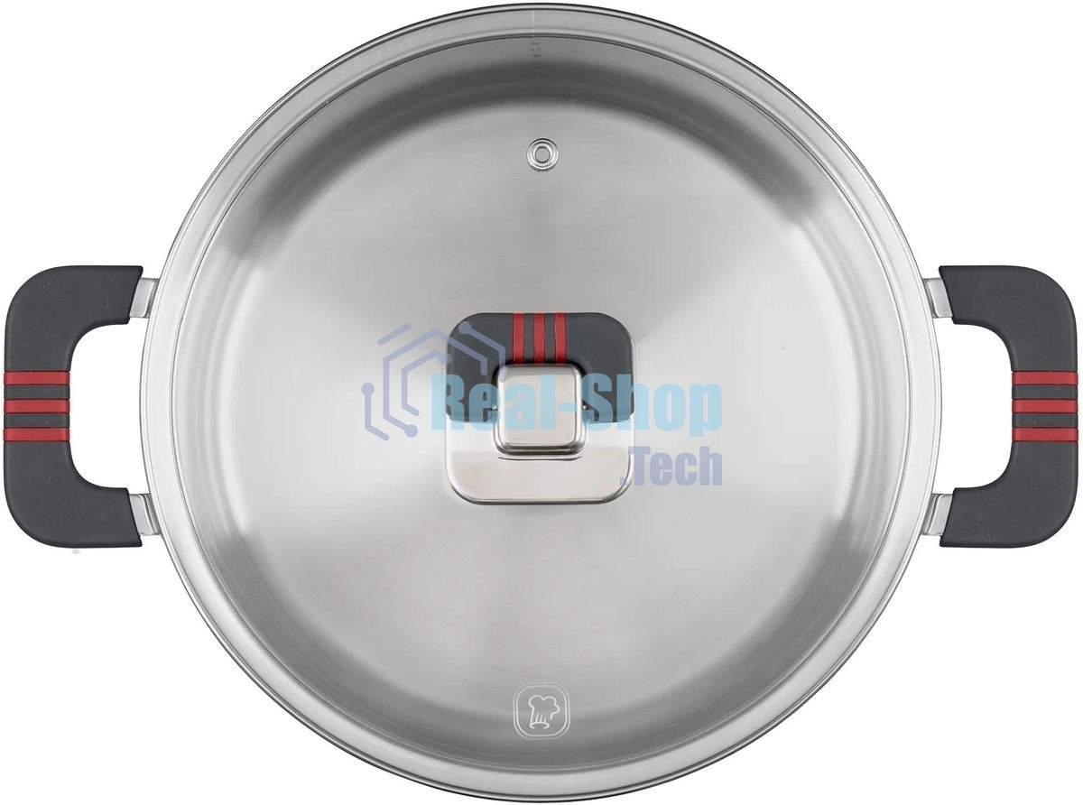 Кастрюля Rondell Stripes RDS-1638, 5.2л, 24см, с крышкой, сталь