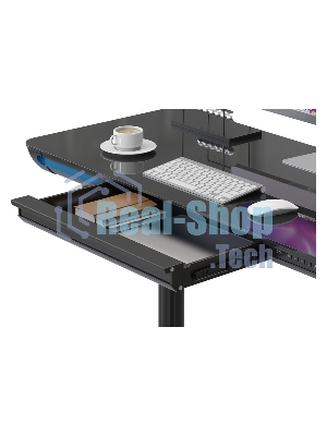 Стол компьютерный Cactus CS-EGD-BK-LED столешница закаленное стекло, черный, каркас черный