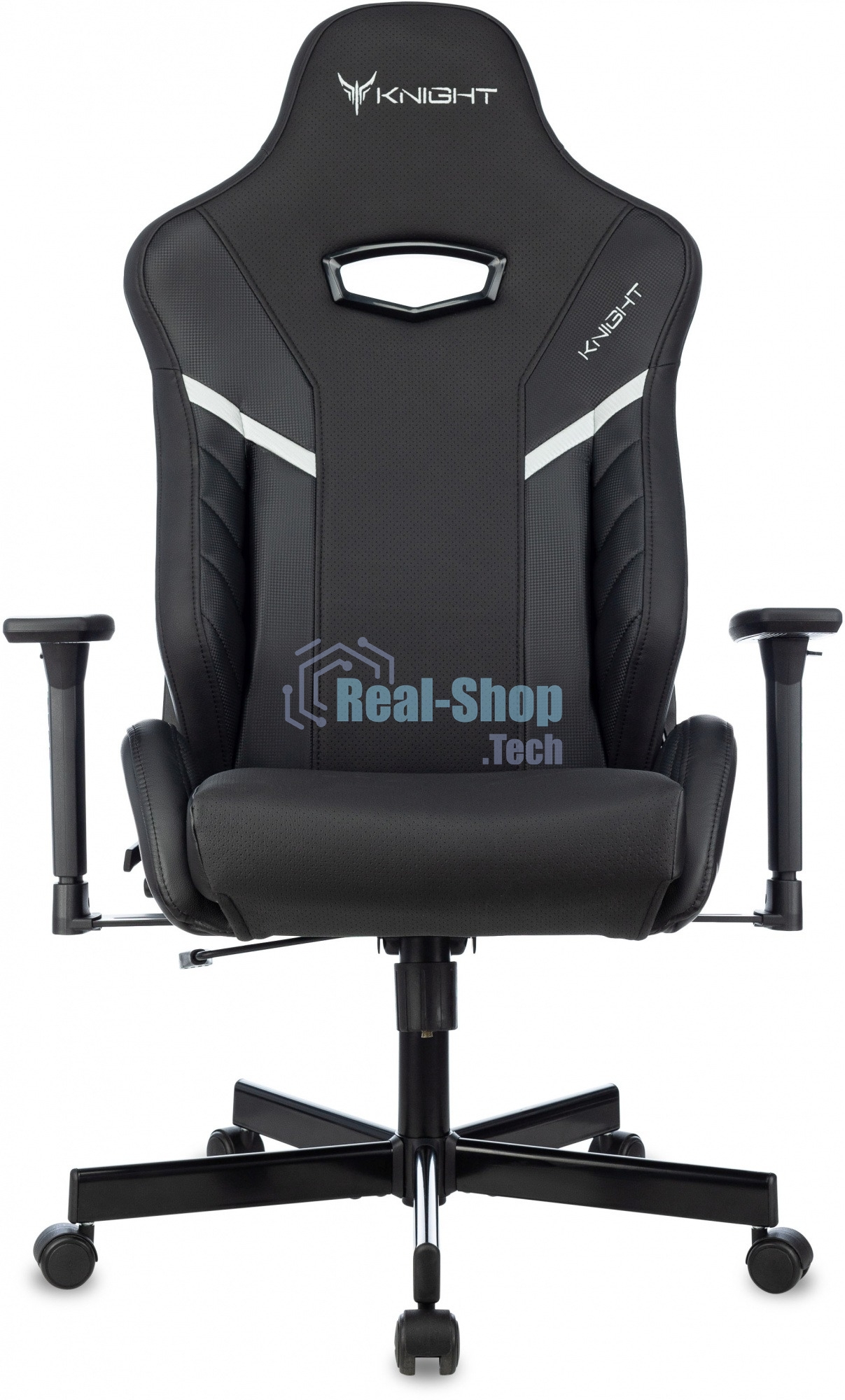 Кресло игровое Knight Thunder 5X черный эко.кожа крестов. металл
