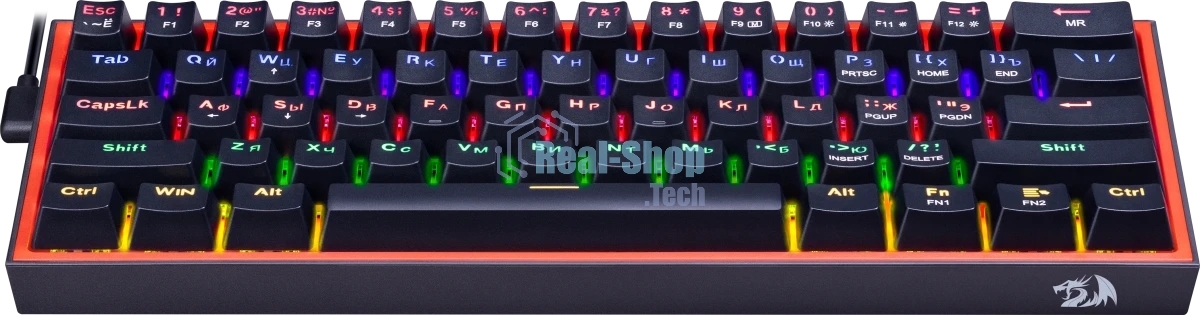 Клавиатура Redragon Fizz проводная, USB Type-A, чёрный/красный