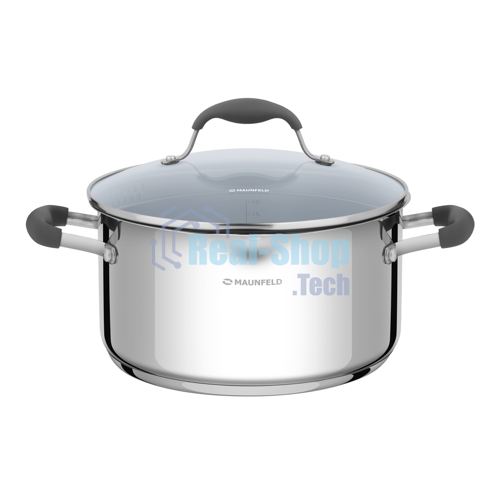 Кастрюля Maunfeld LAURA MCS56S08GR из нержавеющей стали со стеклянной крышкой, 24 см, 5,6 л.