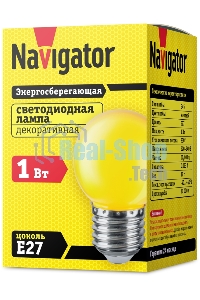 Лампа светодиодная Navigator NLL-G45-1-230-Y-E27 1 Вт шар E27 230В