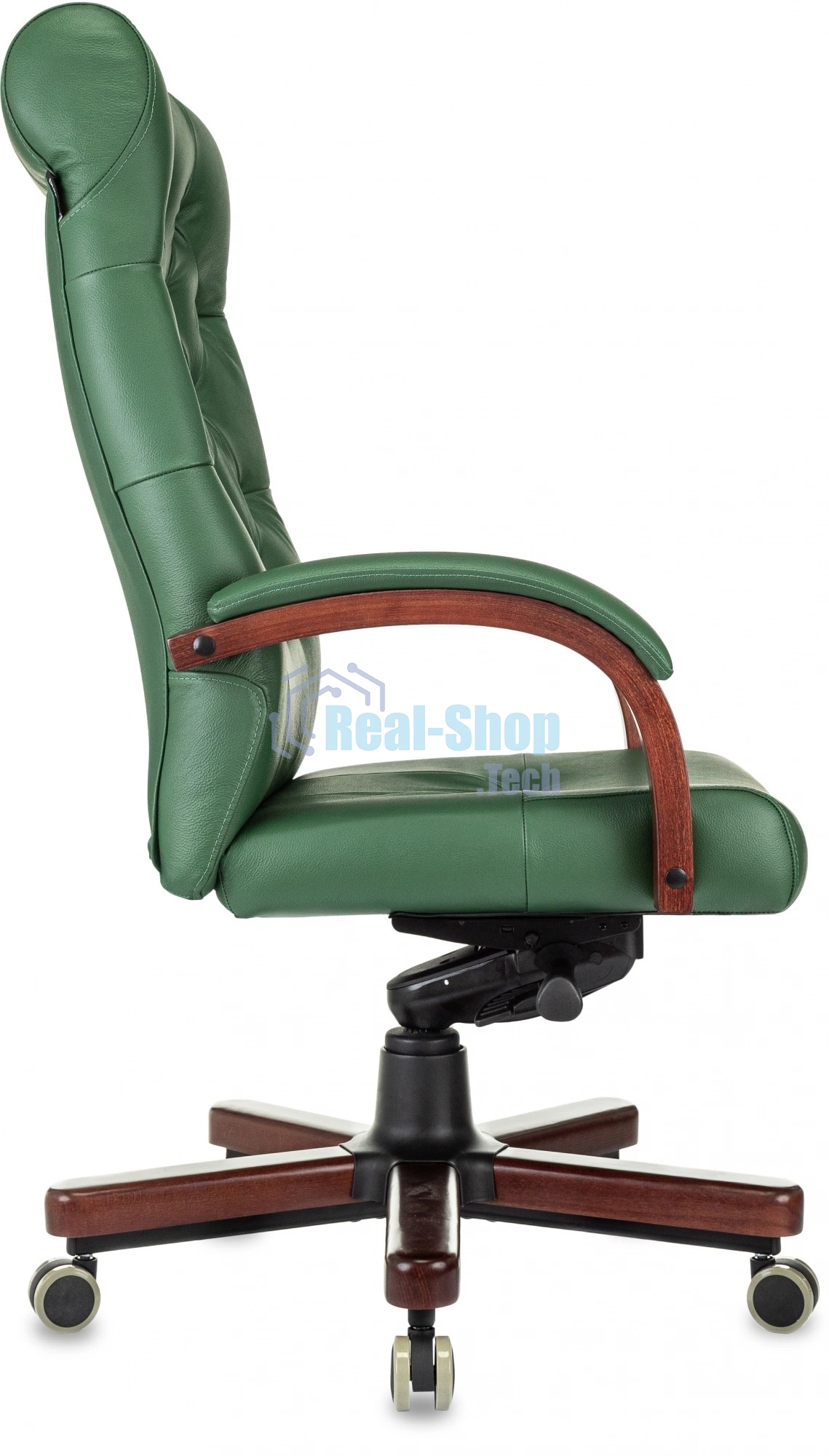 Кресло руководителя Бюрократ T-9928Walnut зеленый, кожа, крестов. металл/дерево