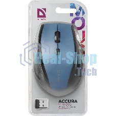 Мышь беспроводная Defender Accura MM-365 синий, 1600 dpi, радиоканал, USB, кнопки - 6