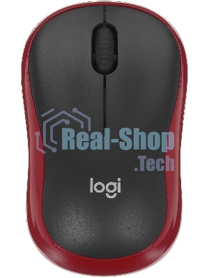 Мышь беспроводная Logitech M185, красный, 1000 dpi, радиоканал, USB, кнопки - 3
