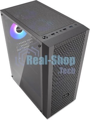 Корпус без блока питания PCCOOLER MA100 MESH BK, Mesh Mid Tower, черный, TG, 0.4 SPCC, 3x120мм ARGb ATX, mATX, mITX 160/310/180мм 2x2.5
