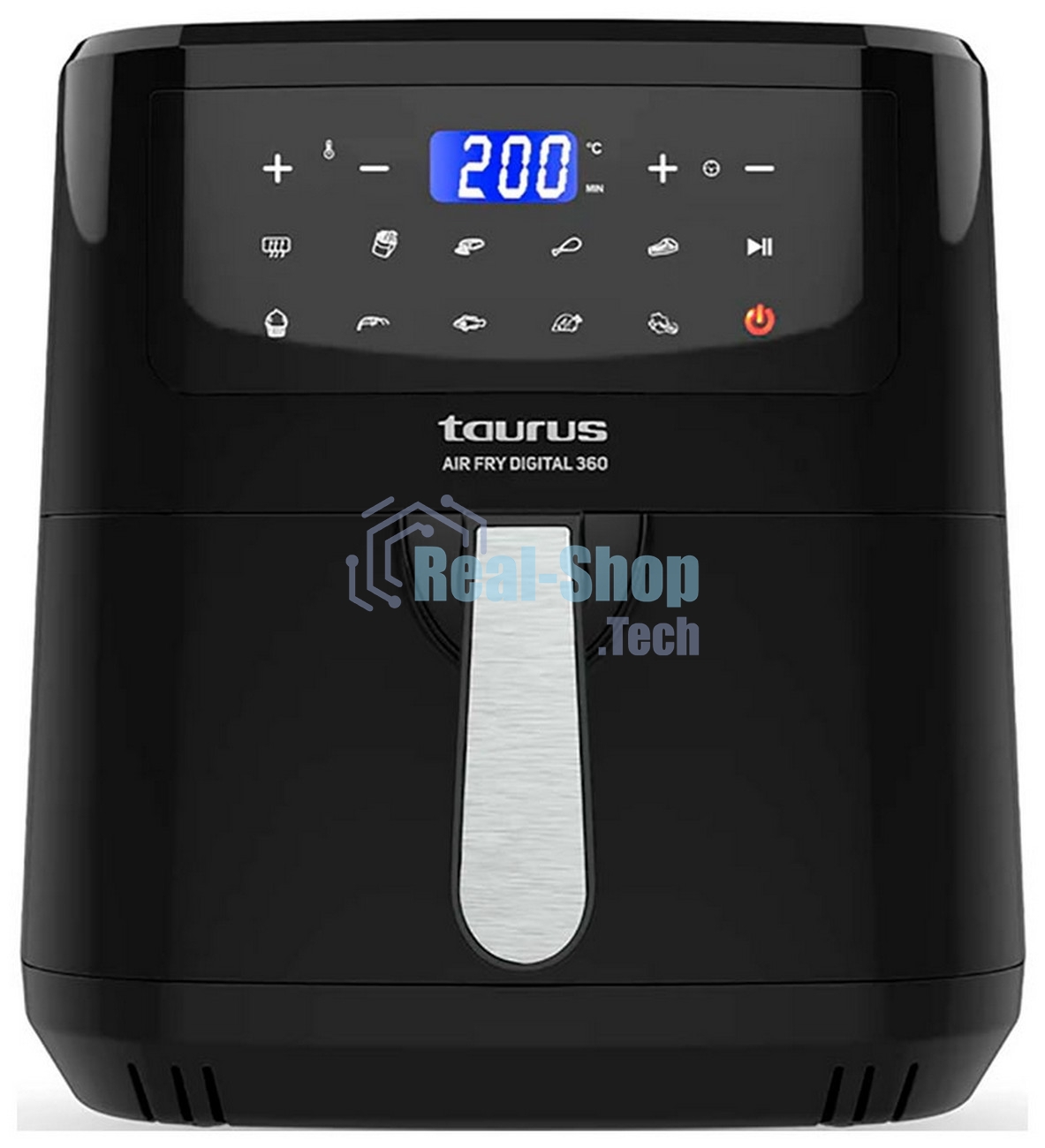 Аэрофритюрница Taurus Air fry digital 360 черный, 2150 Вт, 7.5 л, сенсор, 10 программ