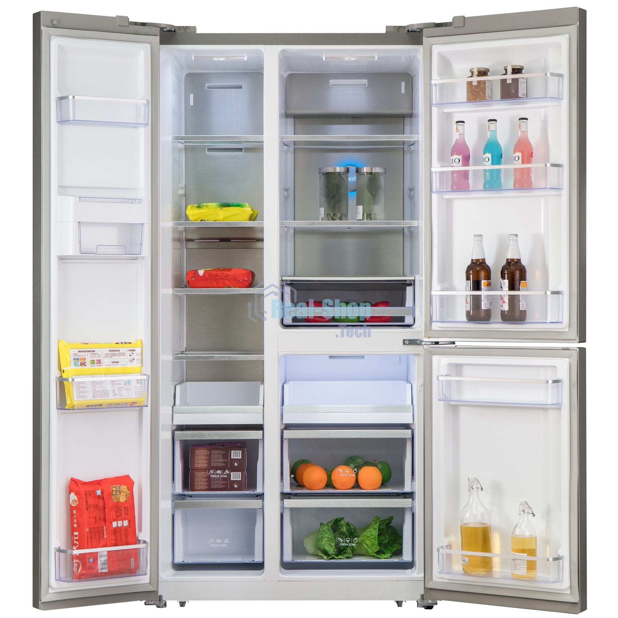 Холодильник Бирюса TD 563 I нержавеющая сталь трехкамерный 207/223 л морозилка слева, NoFrost, Side-by-side