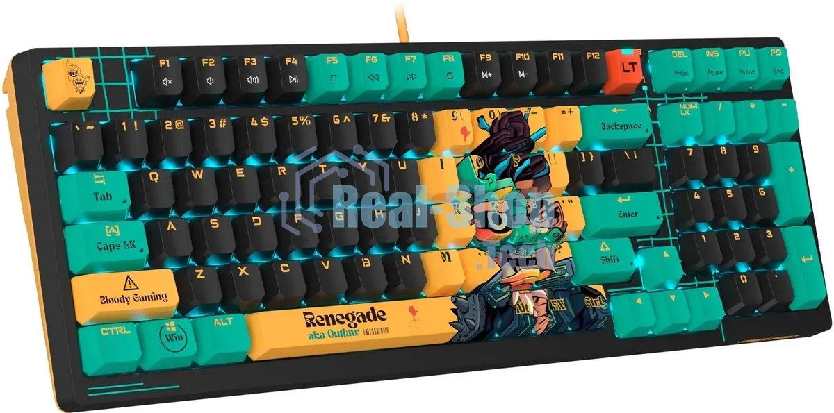 Клавиатура проводная A4Tech Bloody AT98 Renegade USB черный/зеленый