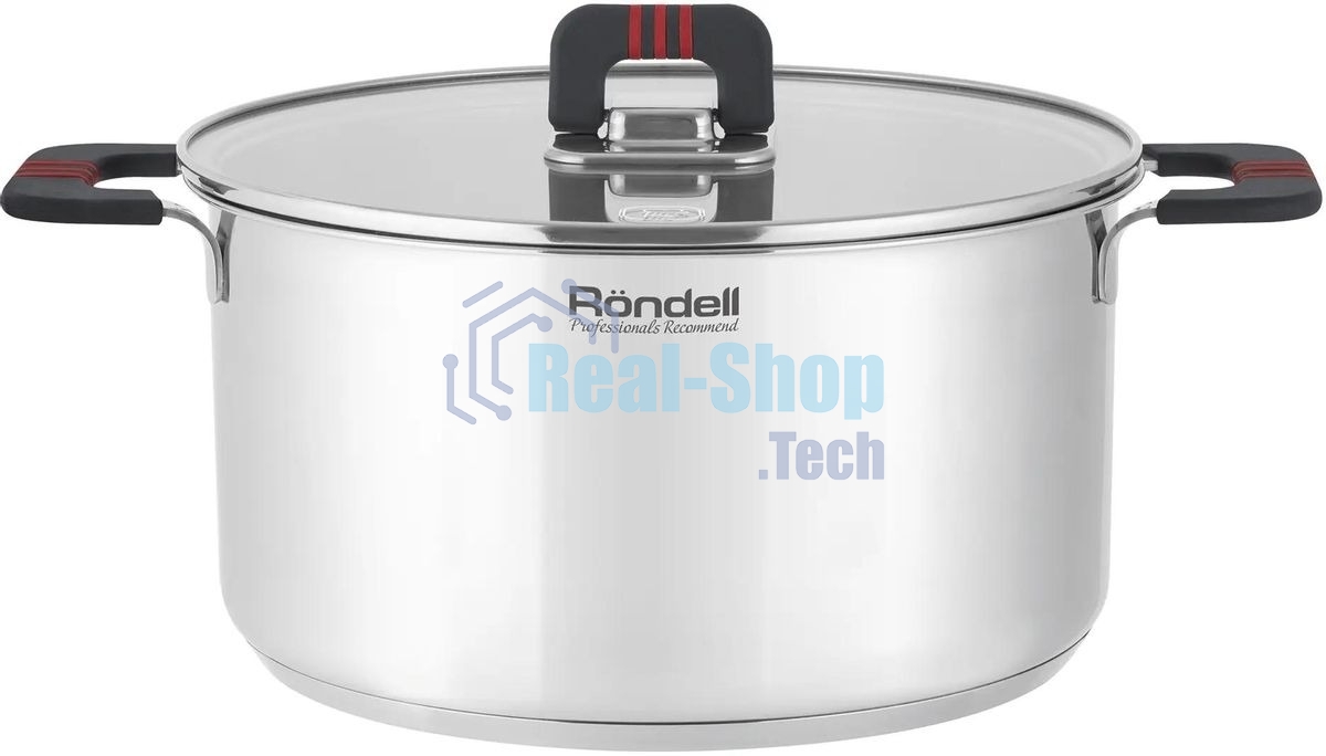 Кастрюля Rondell Stripes RDS-1638, 5.2л, 24см, с крышкой, сталь