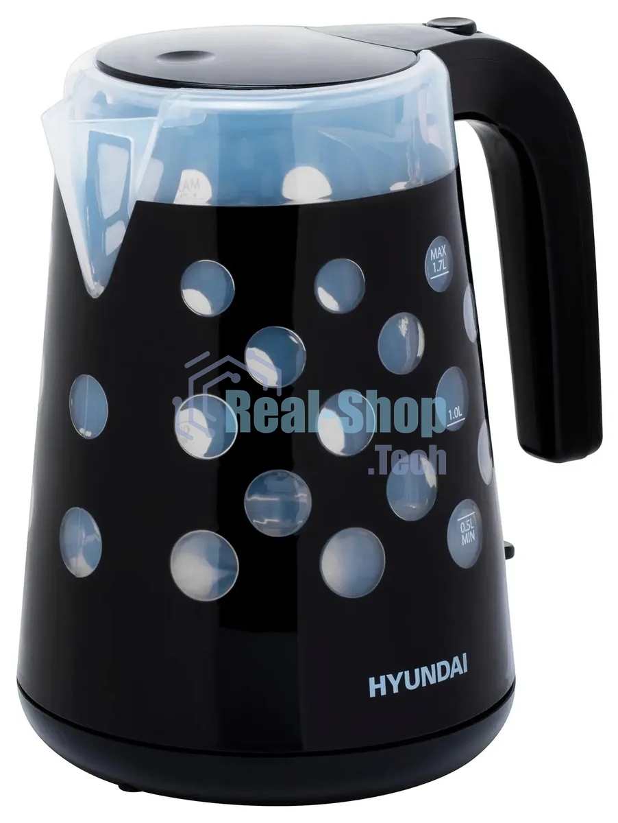 Чайник электрический Hyundai HYK-G2012 1.7л. 2200Вт черный/прозрачный (корпус: пластик)