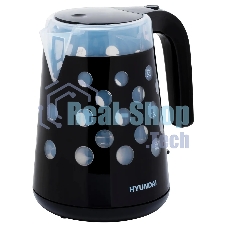 Чайник электрический Hyundai HYK-G2012 1.7 л, 2200 Вт, черный/прозрачный (корпус: пластик)