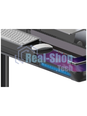 Стол компьютерный Cactus CS-EGD-BK-LED столешница закаленное стекло, черный, каркас черный