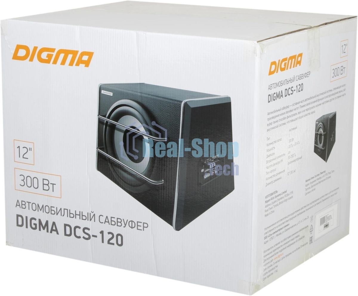 Сабвуфер автомобильный Digma DCS-120 300Вт активный (30см/12