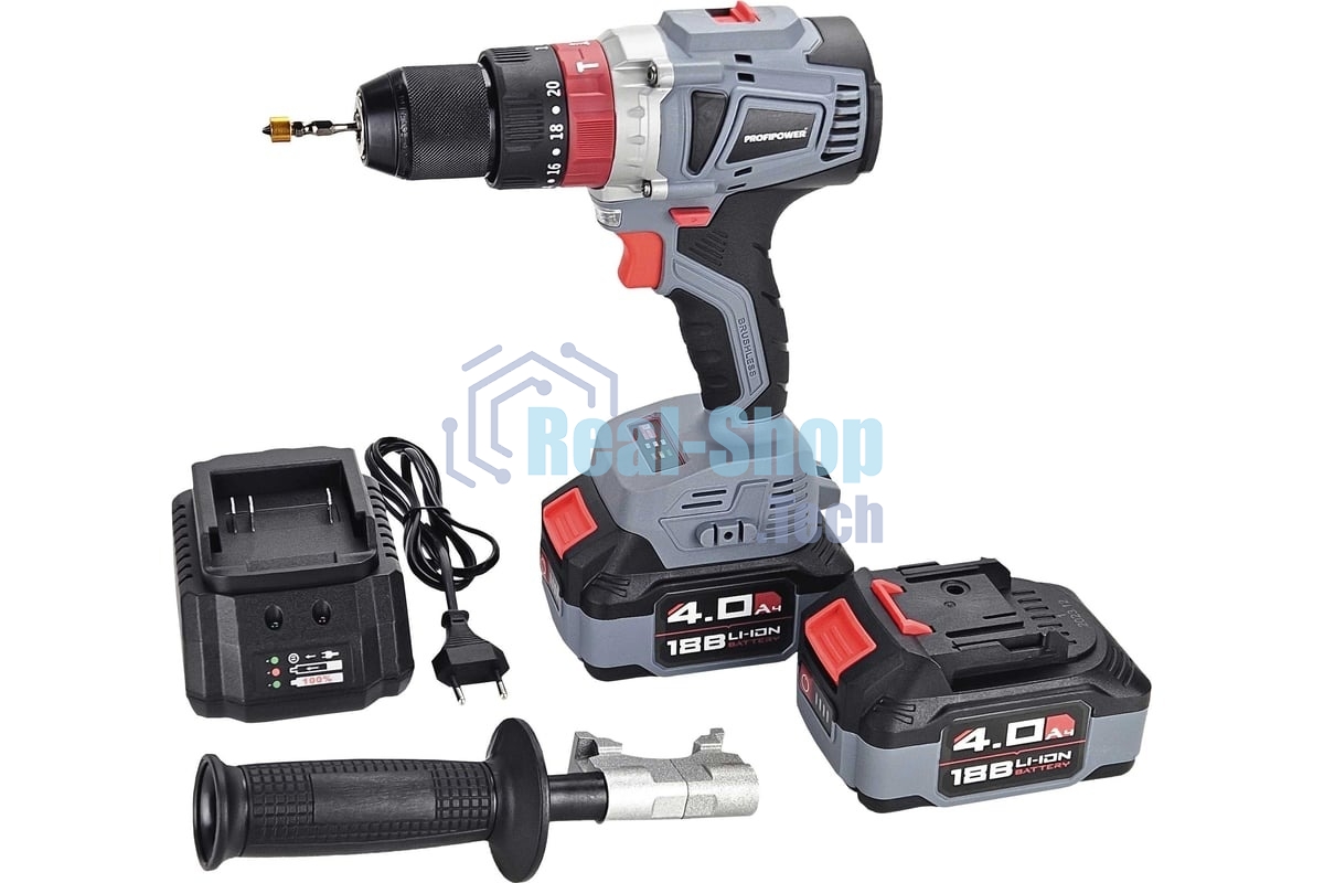 Дрель-шуруповерт аккумуляторная ударная ProfiPower MKDHP-18V (без акб,18В,80Нм, 2 скорости,магнитная бита,рукоятка,в коробке)
