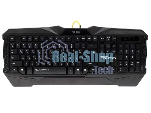 Игровой комплект Qumo Solaris, клавиатурапроводная K03, 104 клавиши, встроенная радужная подсветка, мышь проводная M10, оптическая, 800/1200/1600/2200 dpi, коврик