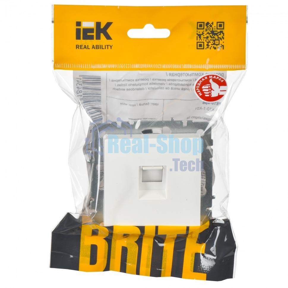 Розетка компьютерная IEK BRITE РК11-БрБ RJ45 кат.6 белый
