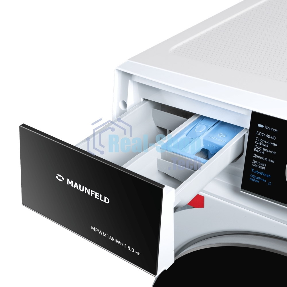 Стиральная машина c инвертором и паром Maunfeld MFWM148IWHT белый, загрузка фронтальная 8 кг, 1400 об/мин, класс: A+++