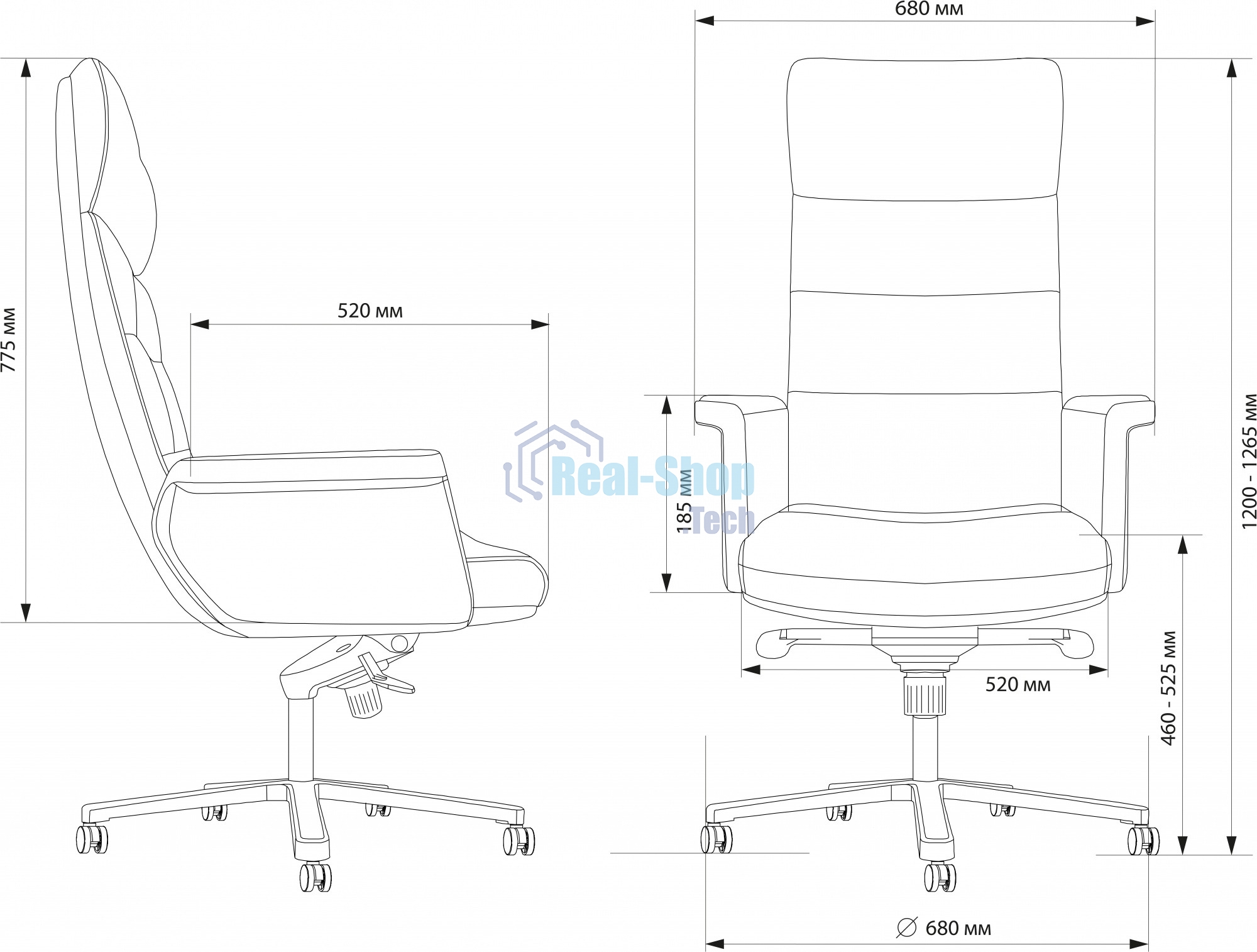 Кресло руководителя Cactus CS-LGR-DUBLIN темно-серый, сиденье темно-серый, кожа, крестов. алюминий