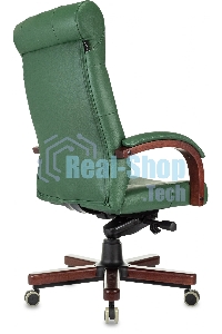 Кресло руководителя Бюрократ T-9928Walnut зеленый, кожа, крестов. металл/дерево