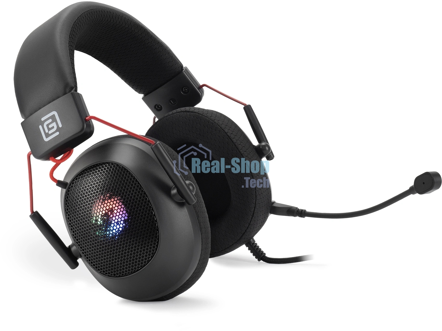 Наушники с микрофоном Оклик HS-L305G черный/красный 2м мониторные оголовье (2060511)