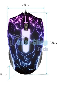 Мышь проводная Defender Overmatch GM-069 черный, 2400 dpi, USB, кнопки - 4