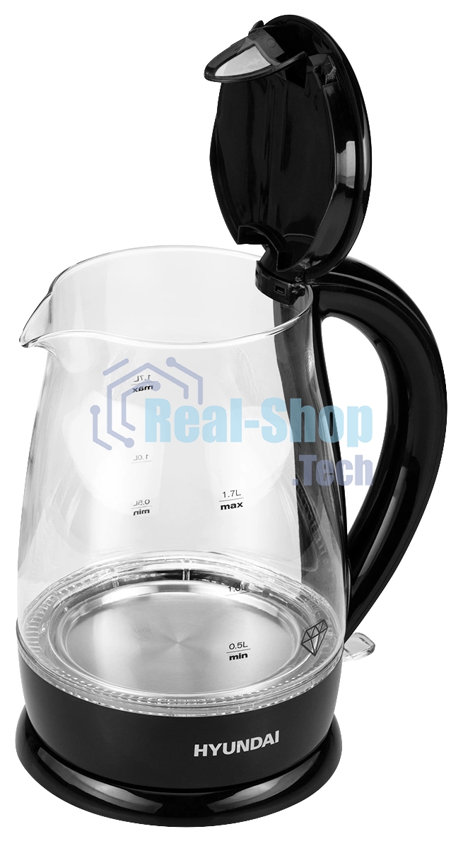 Чайник электрический Hyundai HYK-G2011 1.7л. 2200Вт черный (корпус: стекло)