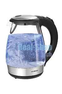 Чайник электрический Hyundai HYK-G2030 1.7 л, 2200 Вт, черный (корпус: стекло)