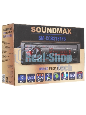 Автомагнитола Soundmax SM-CCR3181FB, 1 DIN, Bluetooth, USB Type-A, AUX
