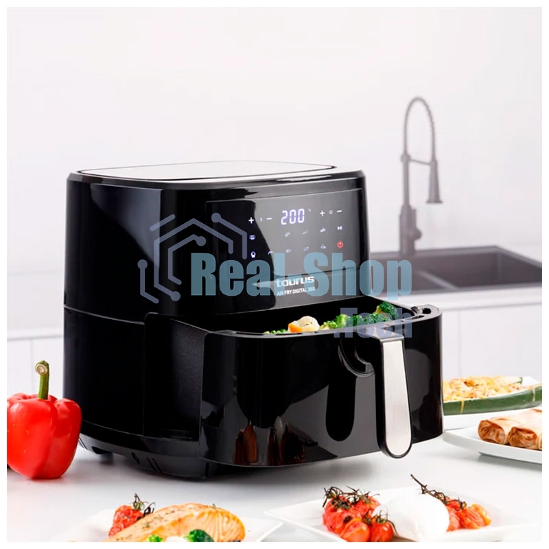 Аэрофритюрница Taurus Air fry digital 360 черный, 2150 Вт, 7.5 л, сенсор, 10 программ