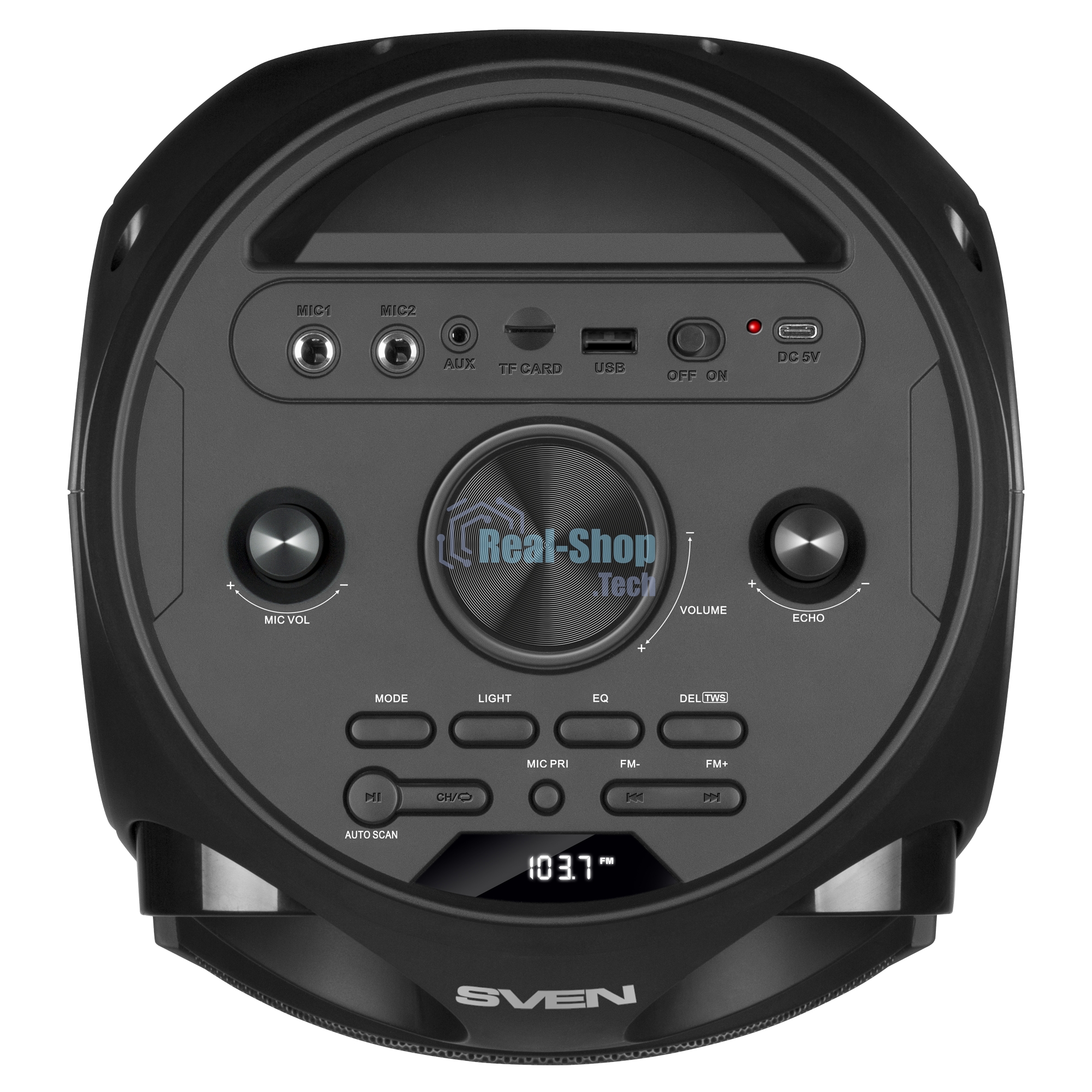 Колонка АС Sven PS-750, черный (80 Вт, TWS, Bluetooth, FM, USB, microSD, LED-дисплей, 2х4400мА*ч)