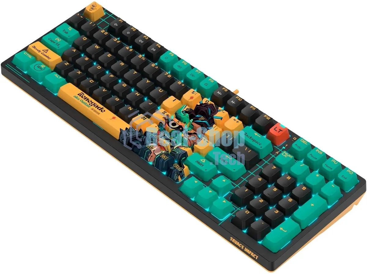 Клавиатура проводная A4Tech Bloody AT98 Renegade USB черный/зеленый