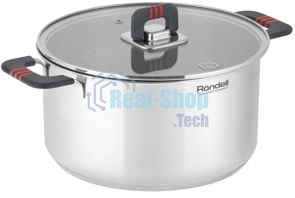 Кастрюля Rondell Stripes RDS-1638, 5.2л, 24см, с крышкой, сталь