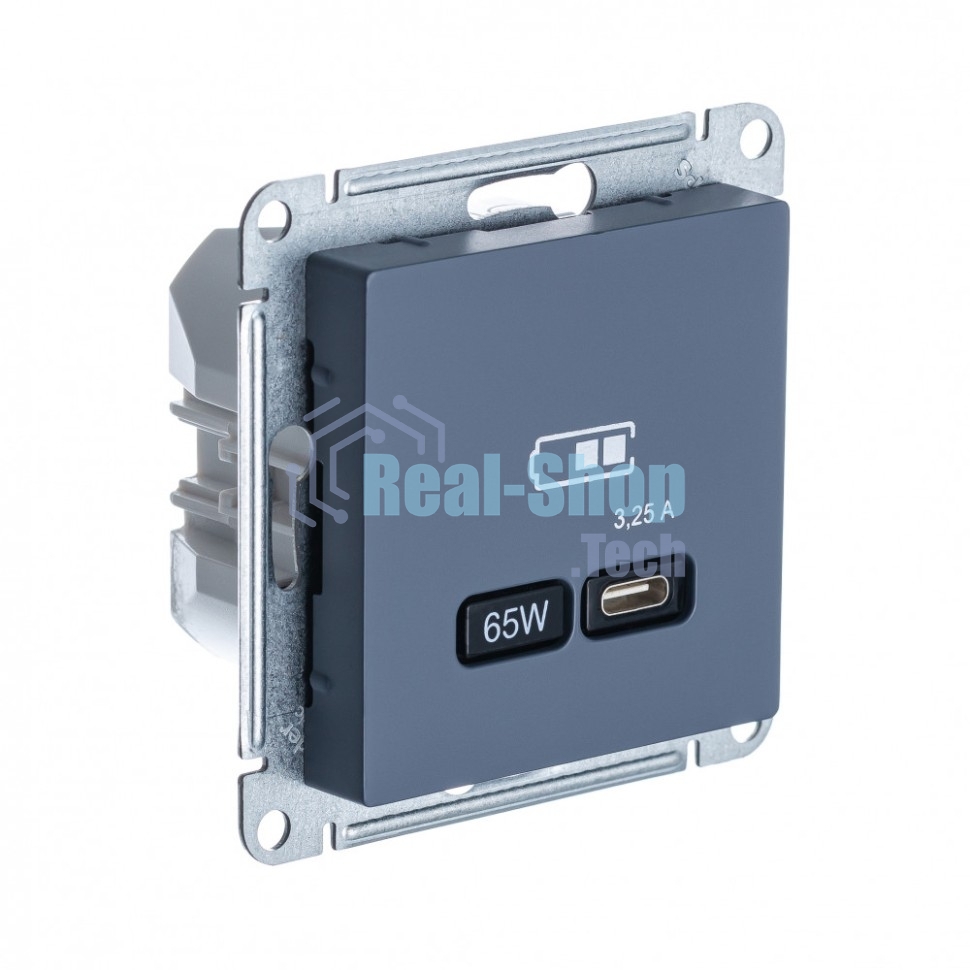 Розетка USB SE тип-C 65W высокоскор. заряд. QC, PD, мех. AtlasDesign грифель