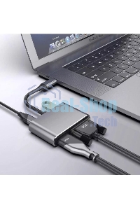 USB-концентратор USB3.1 TypeCm -->HDMI+USB3.0+PD+VGA Alum Grey 4K@30Hz, Telecom TUC055