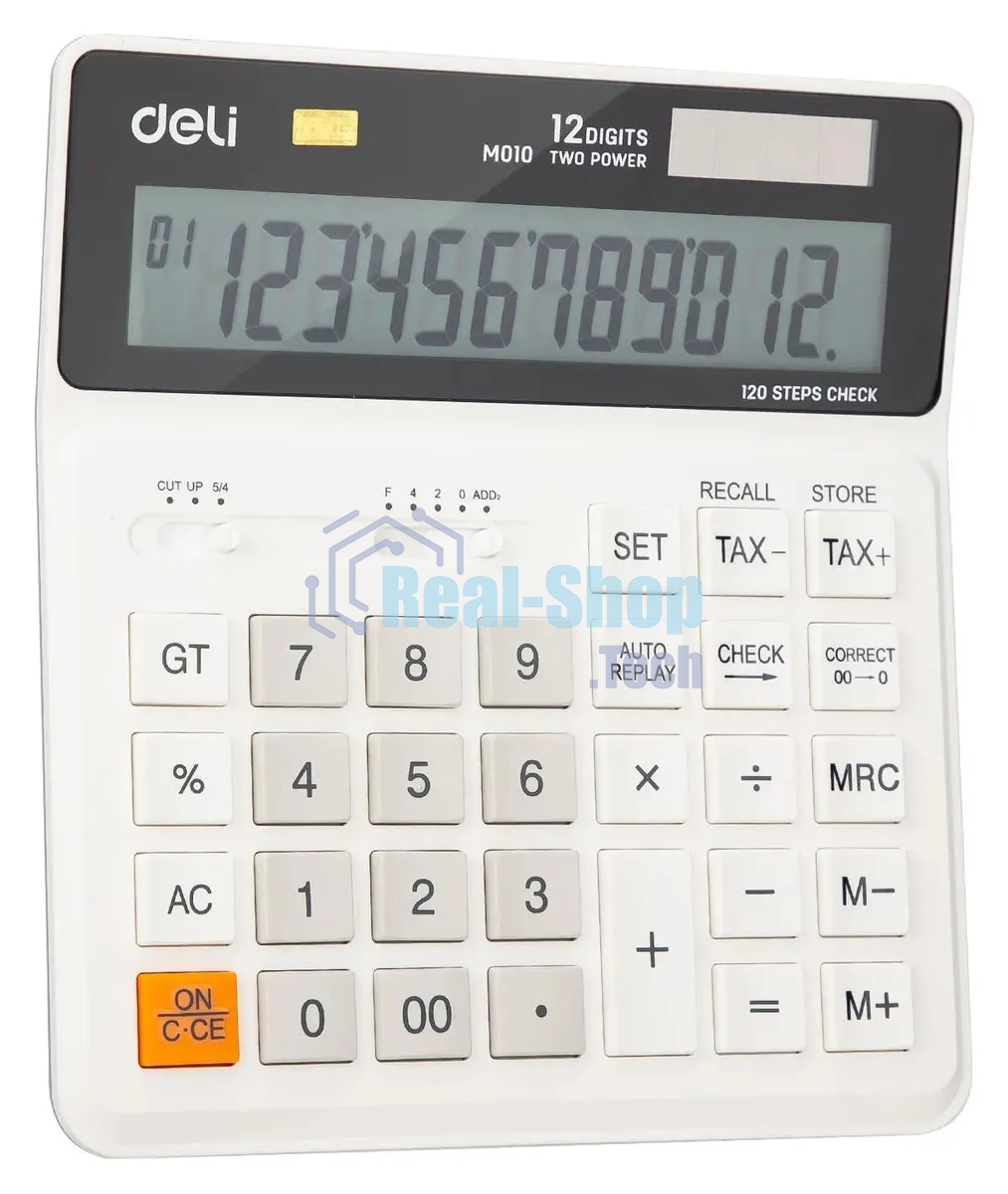 Калькулятор бухгалтерский Deli EM01010 белый 12-разр.
