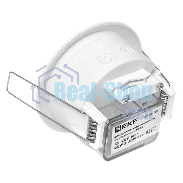 Датчик движения EKF dd-ms-100 (ИК) MS-100 (ДД) встраив. 1200 Вт 360 град. до 6 м IP20