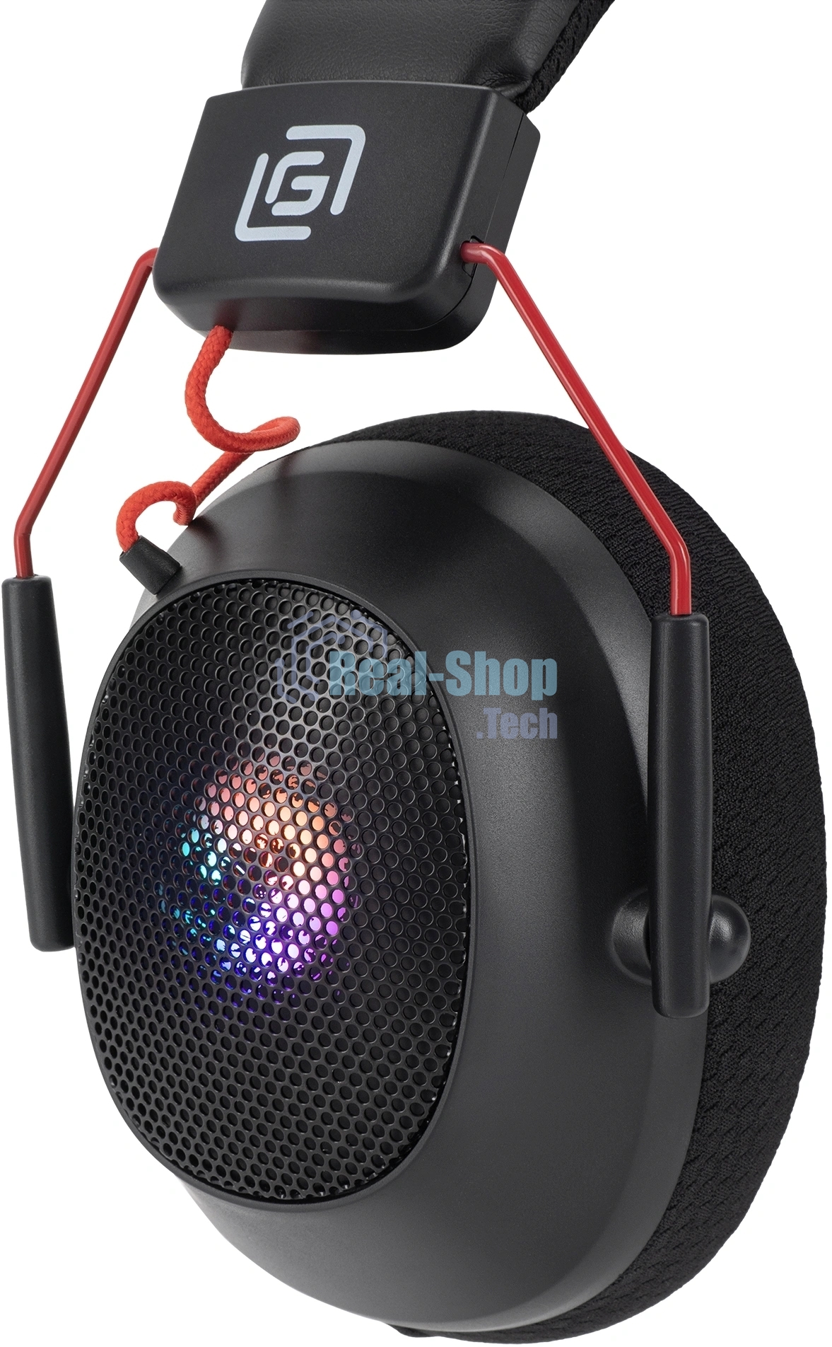 Наушники с микрофоном Оклик HS-L305G черный/красный 2м мониторные оголовье (2060511)