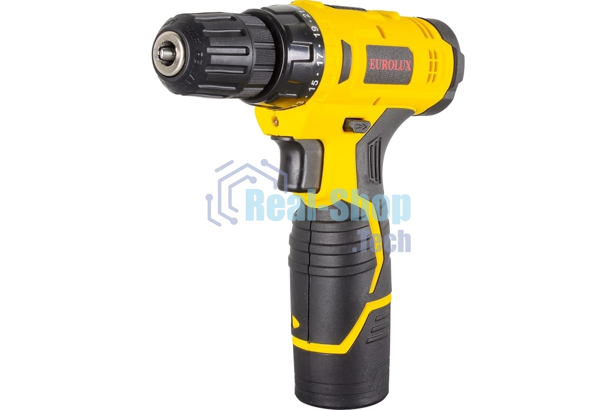 Дрель-шуруповерт аккумуляторная Eurolux ДА-12/2Li, Аккумуляторная, 12В, 2 АКБ, Кейс