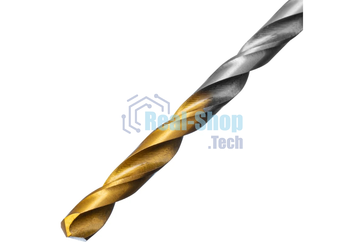 Сверло спиральное по металлу Denzel 4 х 119 мм, Р6М5, Golden Tip, удлиненное