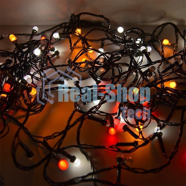 Гирлянда светод. Funray Минишарики, SE-MINI-110M, 10М,100LED,мульти(6цв.),темно-зел.шн.0,7м,контр,