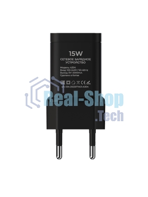 Сетевое зарядное устройство Maxvi A304 Type-C\USB 3A 15W, черный